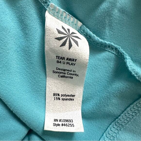 Athleta Light Blue Split Mock Turtleneck Long Sleeve Soft Active Top Large - Picture 13 of 15